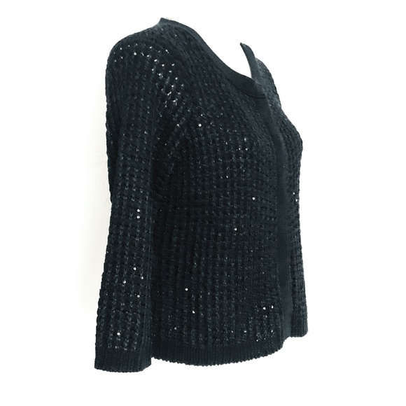 Cyrus Black Knit Sequins Cardigan Top - Picture 2 of 12